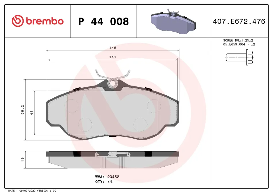 Передні тормозні (гальмівні) колодки Brembo P44008 (фото 1)