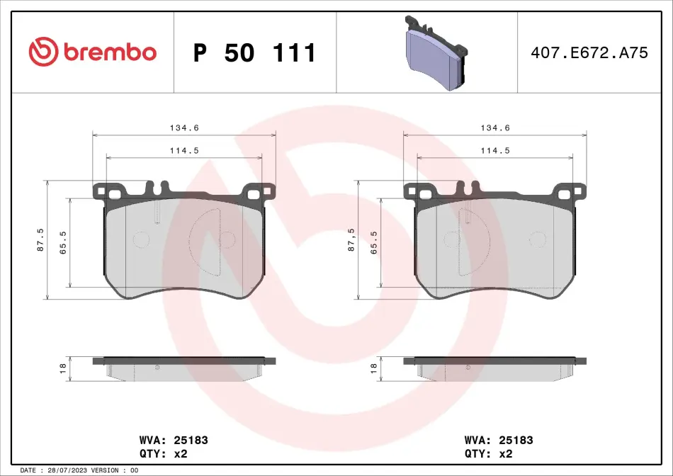 Передні тормозні (гальмівні) колодки Brembo P50111 (фото 1)