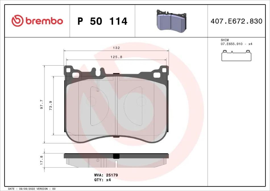 Передні тормозні (гальмівні) колодки Brembo P50114 (фото 1)