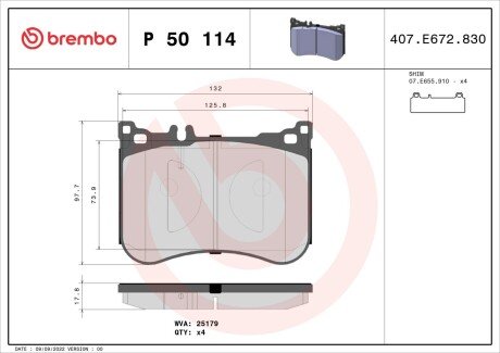 Передні тормозні (гальмівні) колодки brembo P50114