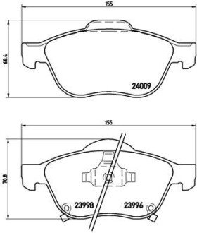 Передні тормозні (гальмівні) колодки brembo P83043 на Тойота Авенсис версо