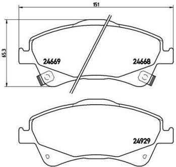 Передні тормозні (гальмівні) колодки brembo P83109 на Тойота Авенсис т27