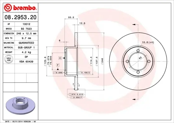 Гальмівний диск Brembo 08295320 (фото 1)