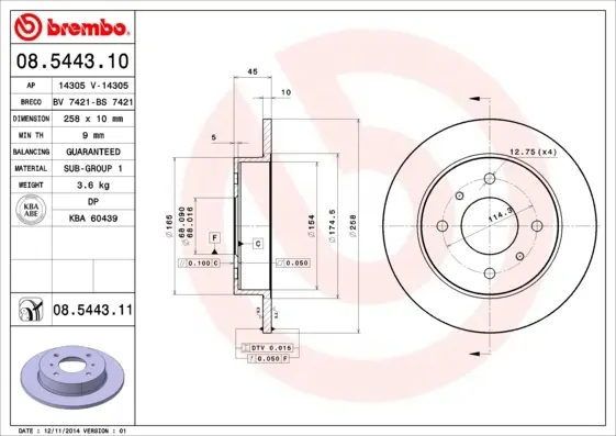 Гальмівний диск Brembo 08.5443.11 (фото 1)