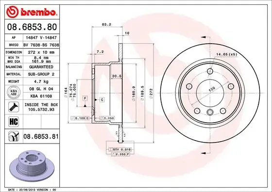 Гальмівний диск Brembo 08685381 (фото 1)