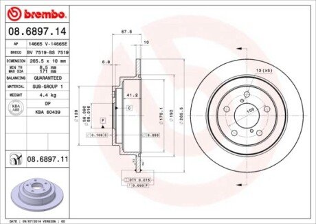 Тормозной диск brembo 08689711