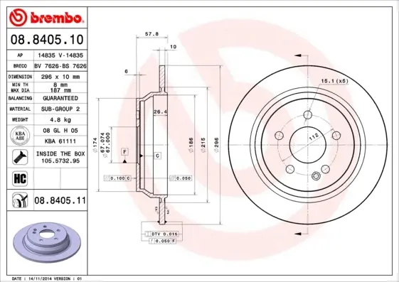 Тормозной диск brembo 08840511