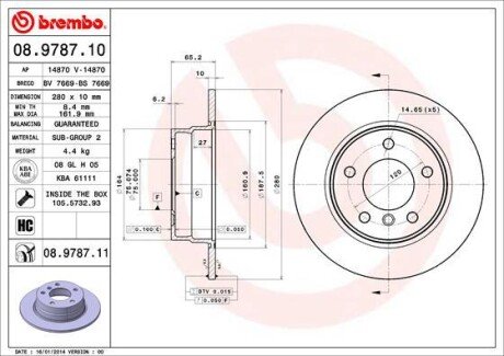 Гальмівний диск brembo 08.9787.11