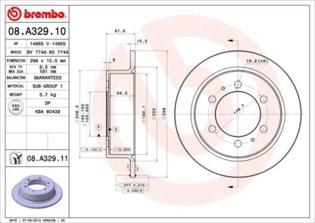 Гальмівний диск brembo 08.A329.11