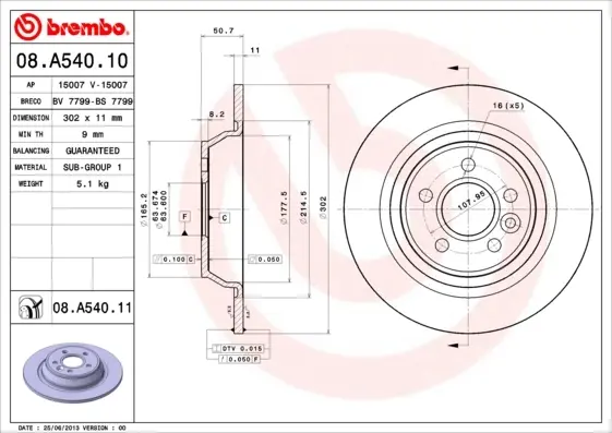 Гальмівний диск Brembo 08A54010 (фото 1)