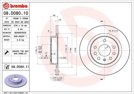 Гальмівний диск brembo 08.D080.11