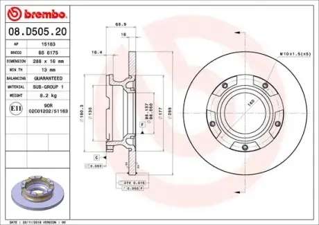 Гальмівний диск Brembo 08D50520