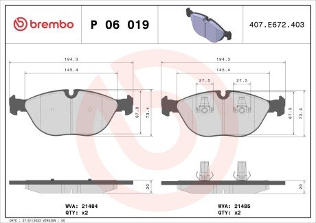 Тормозные колодки brembo P06019 на Мерседес W202