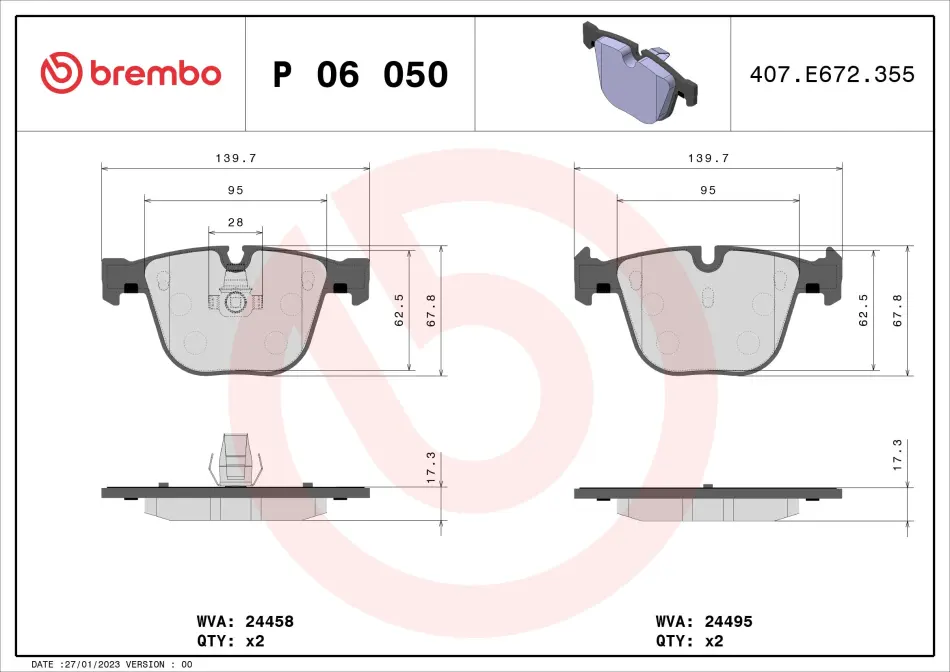 Тормозні (гальмівні) колодки Brembo P06050 (фото 1)