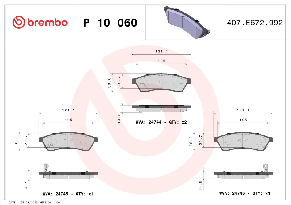 Тормозні (гальмівні) колодки Brembo P10060 (фото 1)