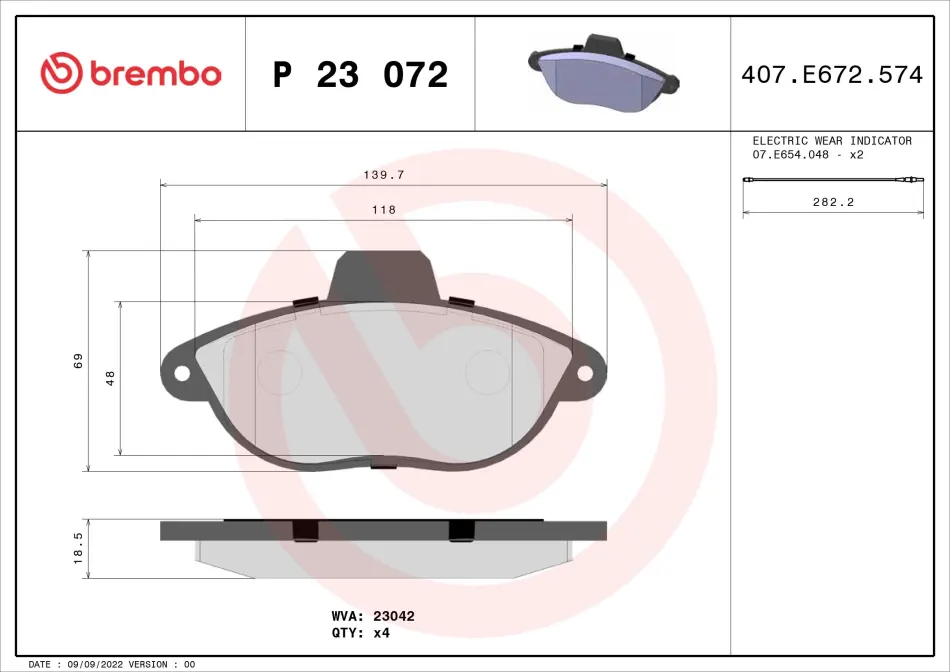 Тормозные колодки brembo P23 072