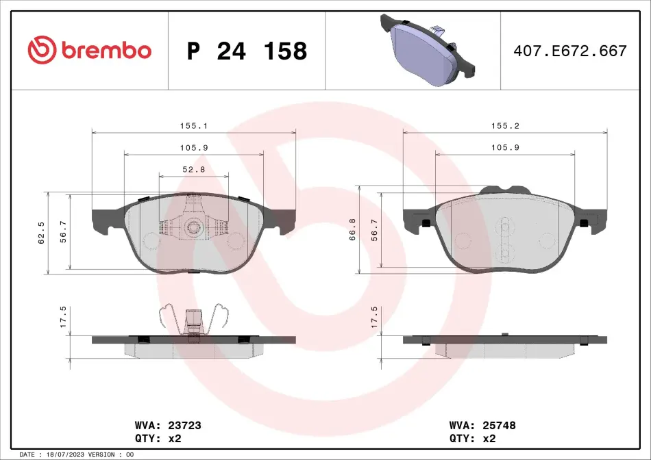 Тормозні (гальмівні) колодки Brembo P24158 (фото 1)