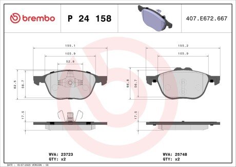 Тормозные колодки brembo P24 158 на Форд Connect