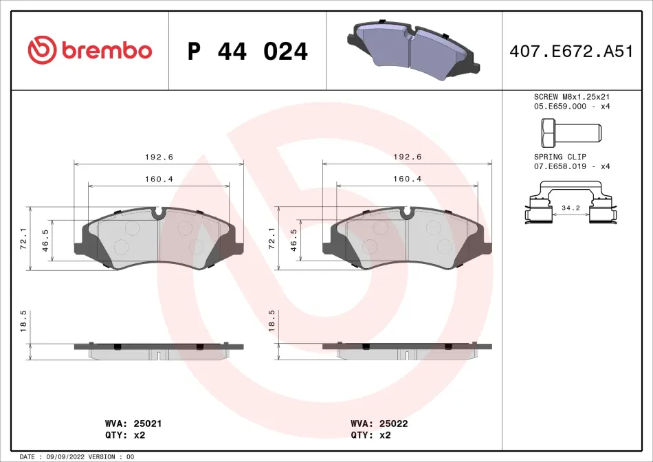 Тормозні (гальмівні) колодки Brembo P44024 (фото 1)