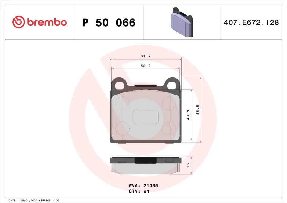 Тормозные колодки brembo P50 066