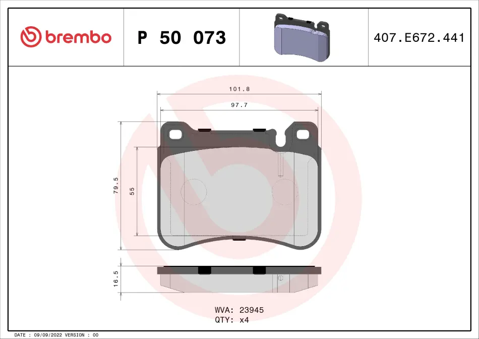 Тормозные колодки brembo P50 073
