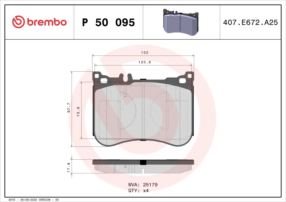 Тормозні (гальмівні) колодки Brembo P50095 (фото 1)