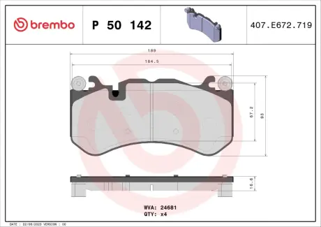 Тормозні (гальмівні) колодки Brembo P50 142