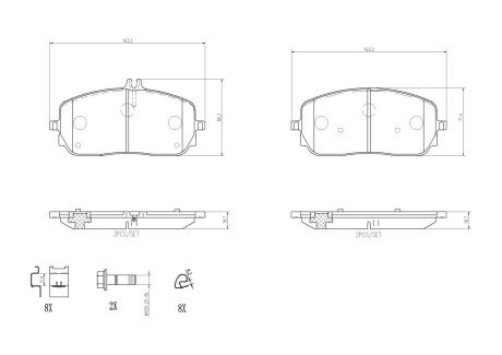 Тормозні (гальмівні) колодки brembo P50 152 на Мерседес EQB X243