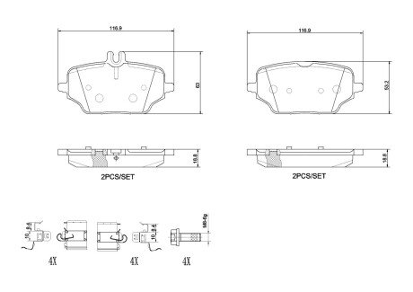 Тормозні (гальмівні) колодки brembo P50 162 на Мерседес GLE-Class V167