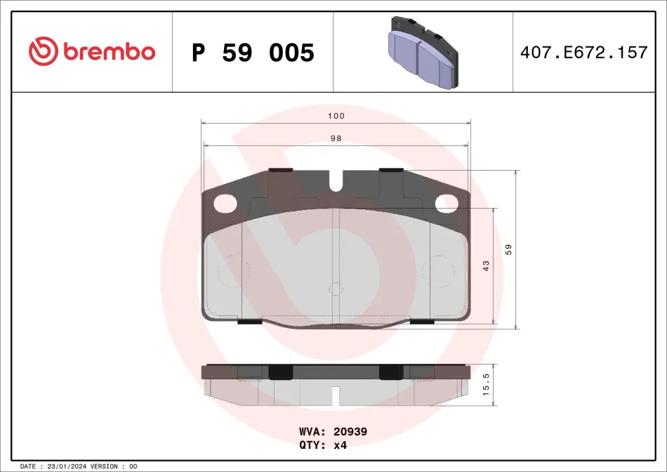 Тормозные колодки brembo P59 005