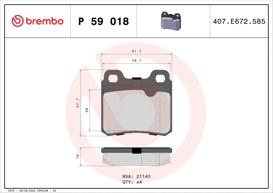 Тормозные колодки brembo P59 018