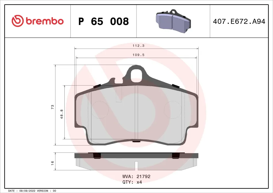 Тормозні (гальмівні) колодки Brembo P65008 (фото 1)