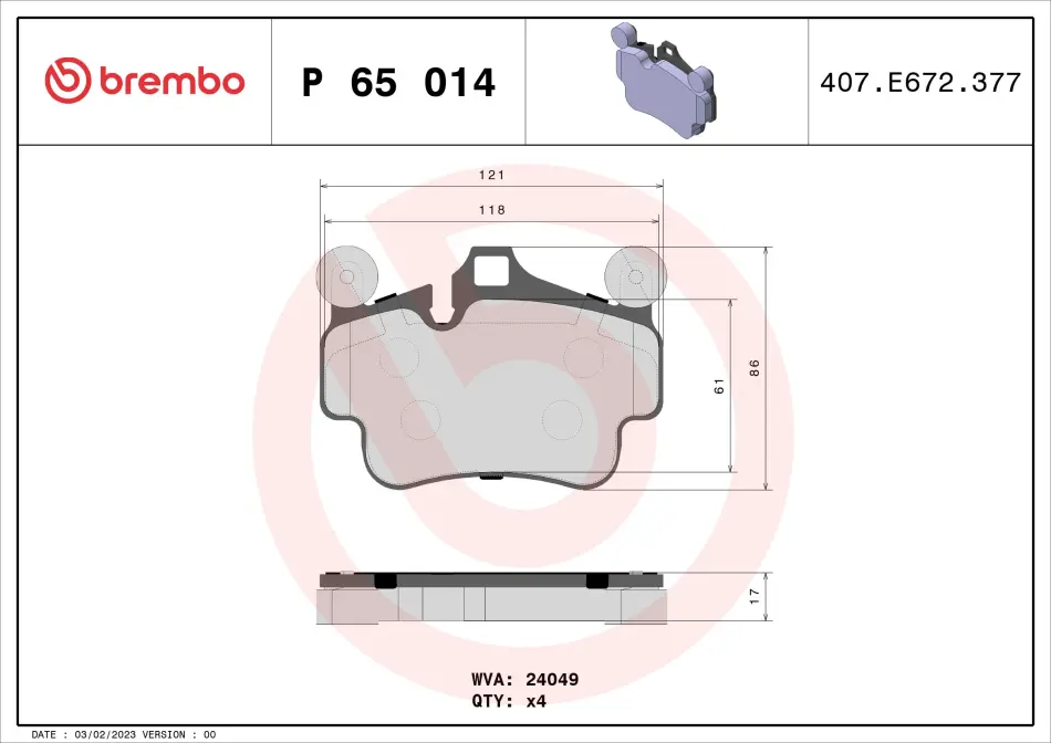Тормозні (гальмівні) колодки Brembo P65 014 (фото 1)