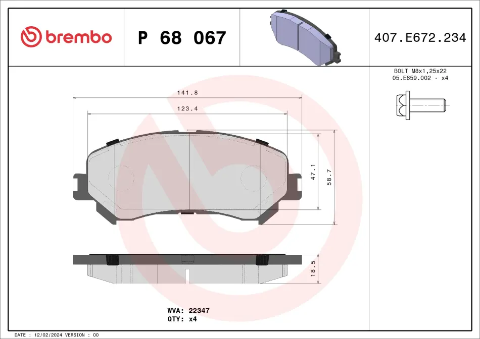Тормозные колодки brembo P68067