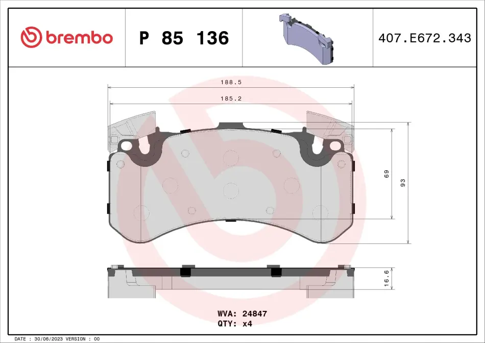 Тормозні (гальмівні) колодки Brembo P85 136 (фото 1)