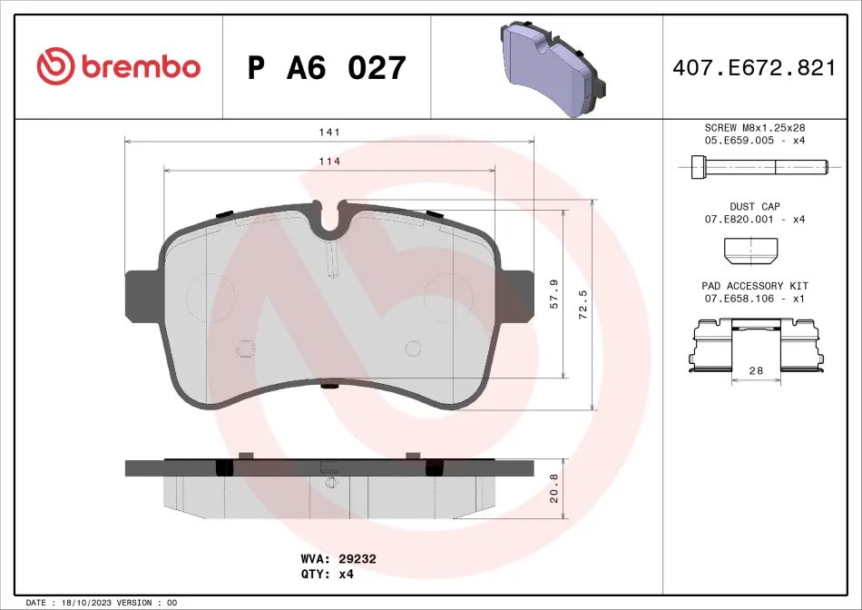 Тормозні (гальмівні) колодки Brembo PA6027 (фото 1)