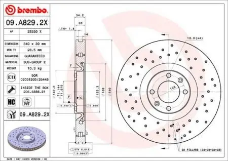 Вентильований гальмівний диск Brembo 09.D096.13