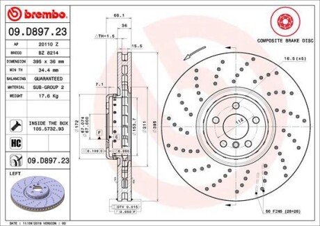 Вентилируемый тормозной диск brembo 09D89723 на Бмв 7 серии