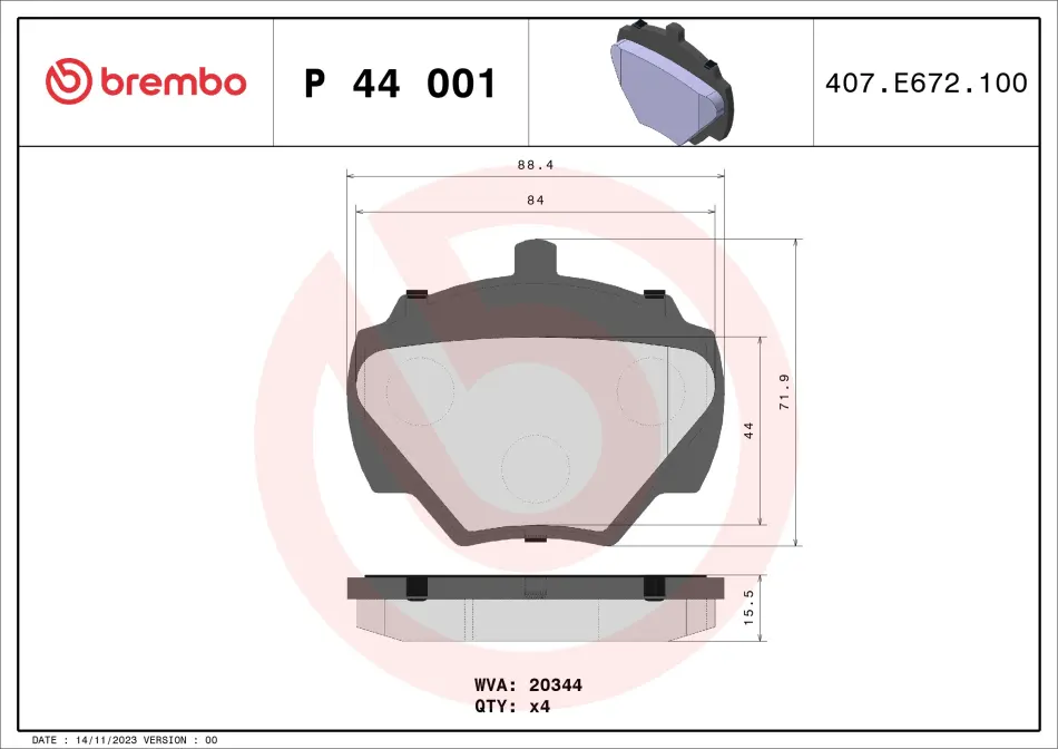 Задние тормозные колодки brembo P44 001