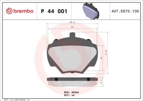 Задние тормозные колодки brembo P44 001