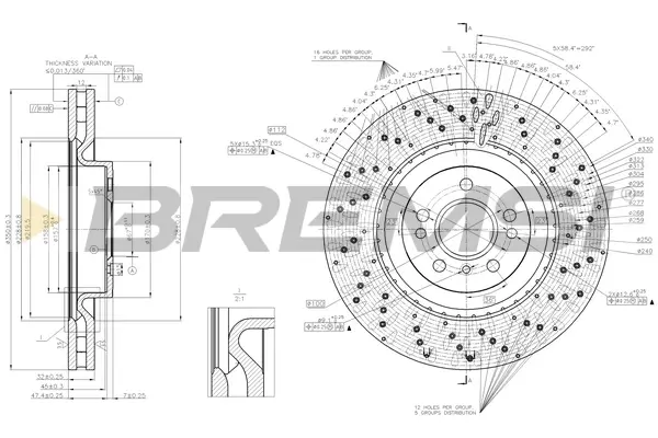 Гальмівний диск пер. MB M-CLASS W166 11-15 bremsi CD8202V