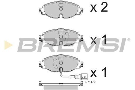 Гальмівні колодки перед. Golf 14-20/Octavia 1.6 TDI 12-17 (TRW) bremsi BP3782 на Сеат Tarraco