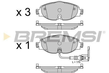 Передние тормозные колодки bremsi BP3516 на Ауди Audi Q2