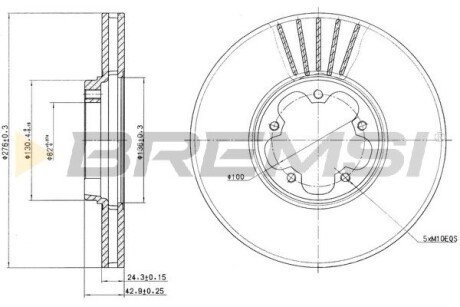 Передній гальмівний (тормозний) диск bremsi CD7113V на Форд Транзит 5