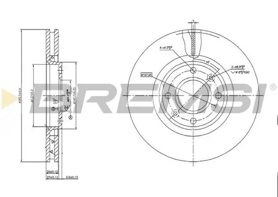 Передний тормозной диск bremsi CD7152V
