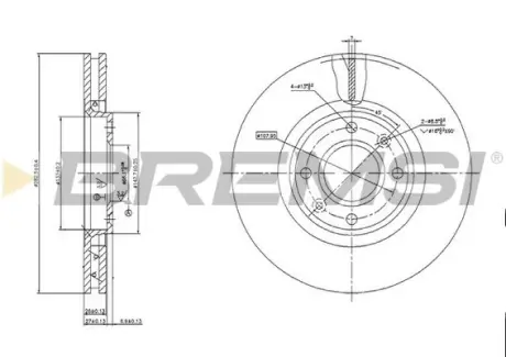 Передний тормозной диск bremsi CD7152V Ситроен С3 пикассо