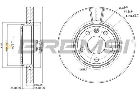 Передний тормозной диск bremsi CD7204V на Рено Vel Satis