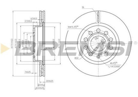 Передний тормозной диск bremsi CD7223V на Сеат Толедо 1