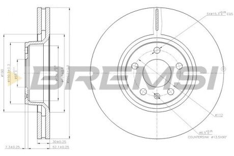 Передній гальмівний (тормозний) диск bremsi CD7277V на Ауди А6 с6