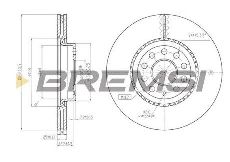 Передний тормозной диск bremsi CD7305V на Шкода Суперб 2